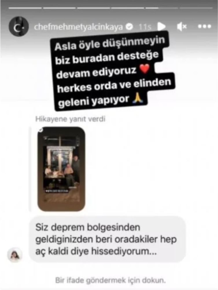 mehmet yalcinkaya dan depremzede mesajina dikkat ceken cevap